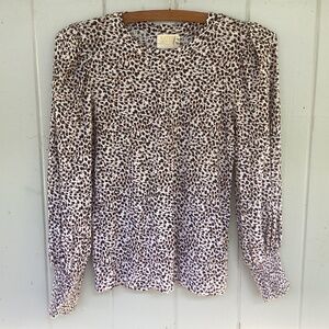 Nation LTD leopard peasant TOP shirt blouse